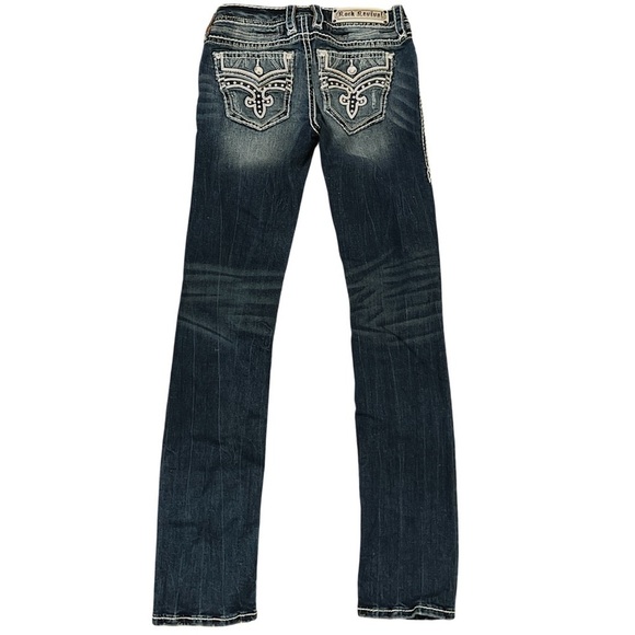 Rock Revival Priya Straight Stretch Jeans distressed rips bling 27 EUC - Picture 8 of 15